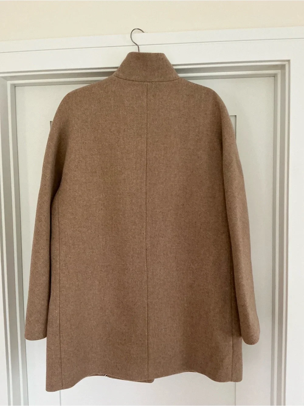 NWOT J. Crew stadium cloth Wool Blend Stand-Collar Coat in Camel size 14.